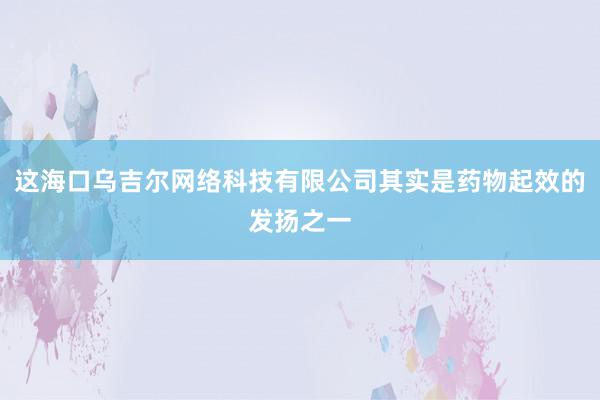 这海口乌吉尔网络科技有限公司其实是药物起效的发扬之一